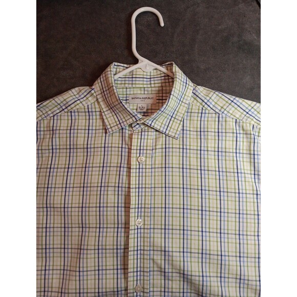 Mens Banana Republic Long Sleeve Button Down Shirt Large Check Pattern - Picture 3 of 5
